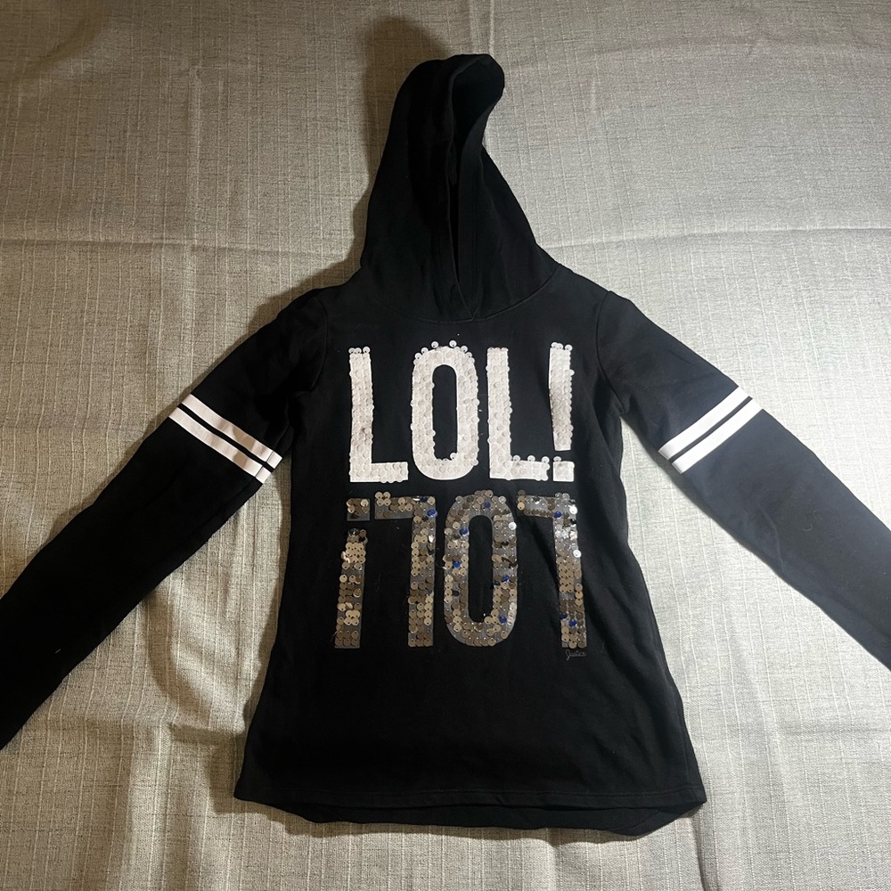Black Hoodie with LOL Graphic